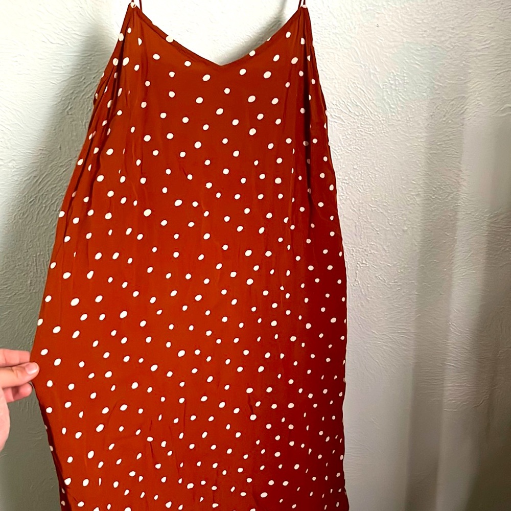 Madewell Thin Strap Polla Dot Burnt Orange Summer Mini Dress Size 2